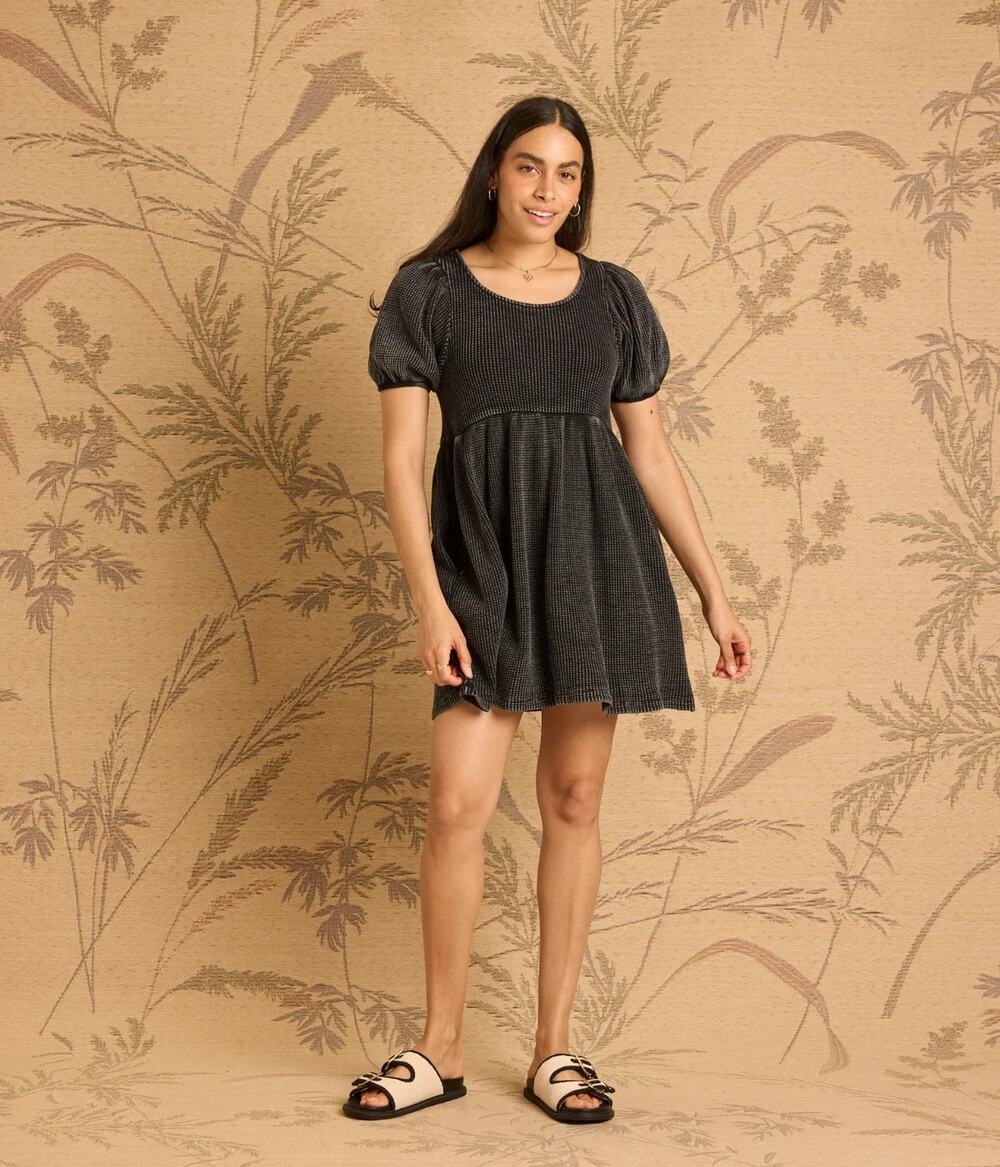 Known Supply Knit Mini Dress Black Fair Trade Pockets Organic Cotton-Small